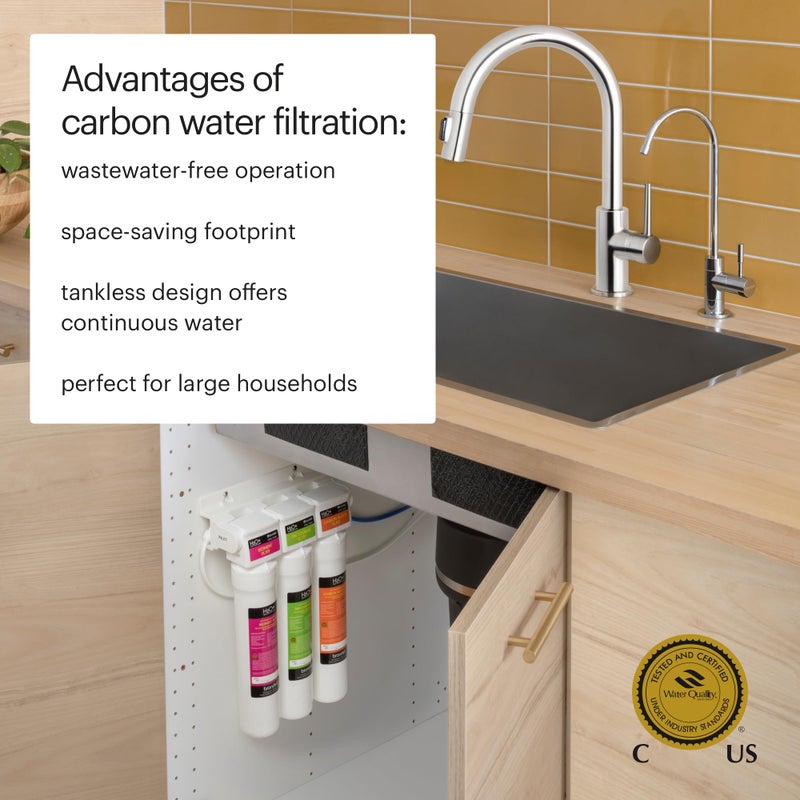 Brondell Coral UC300 Under Sink Water Filtration System â€“ Reduces PFAS, Lead, & Chlorine in Drinking Water, Water Purifier with Designer Chrome Faucet â€“ Quick Change Filter, WQA Gold Seal-Certified - Image 4